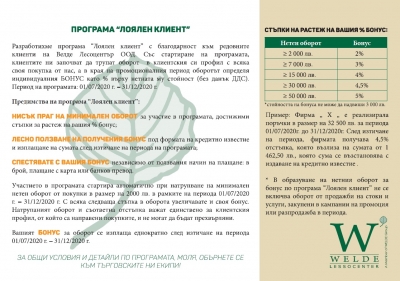 ПРОГРАМА ЛОЯЛЕН КЛИЕНТ 01.07.20 - 31.12.20